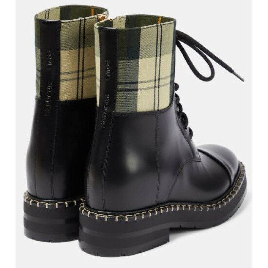 * Chloe X Barbour Lace-Up Leather Ankle Boots Ankle Boots