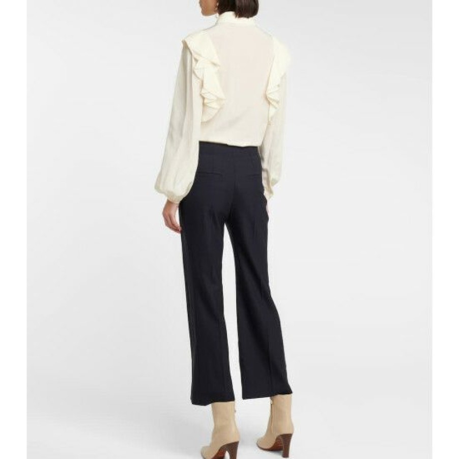 * Chloe High-Rise Cropped Flared Wool Pants Pants