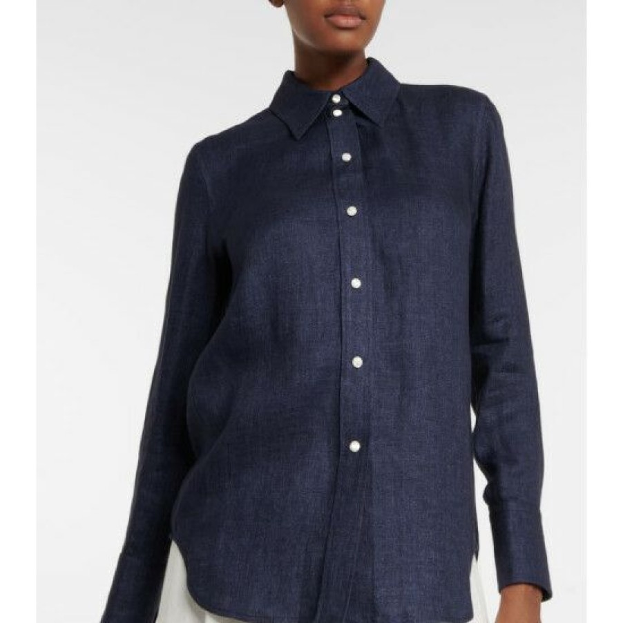 * Chloe Washed Linen Drill Shirt Tops