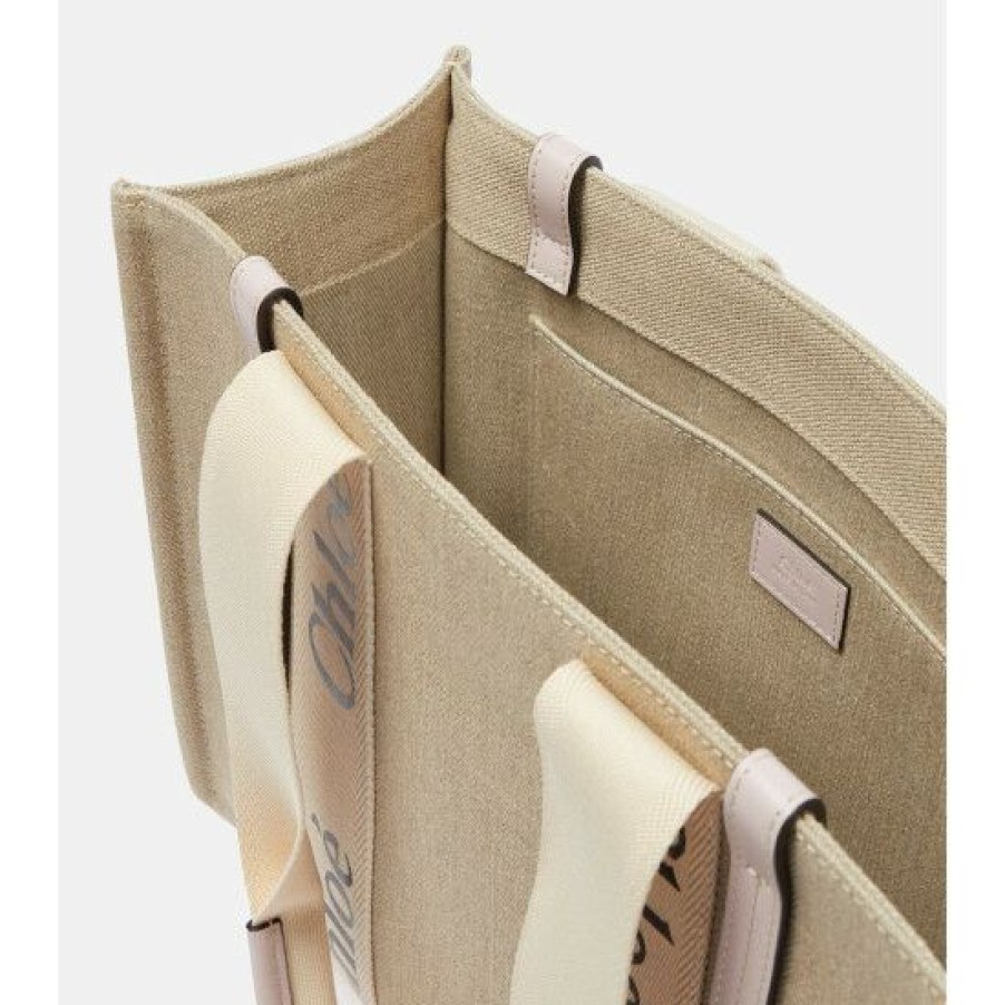 * Chloe Woody Small Canvas Tote Bag Tote Bags