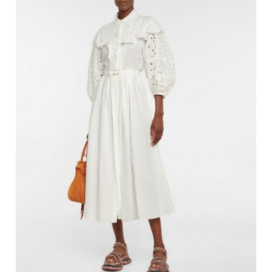 * Chloe Broderie Anglaise Linen Gauze Dress Dresses