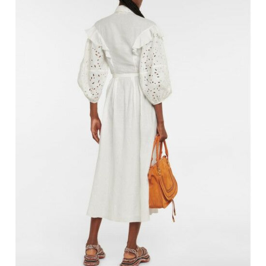 * Chloe Broderie Anglaise Linen Gauze Dress Dresses