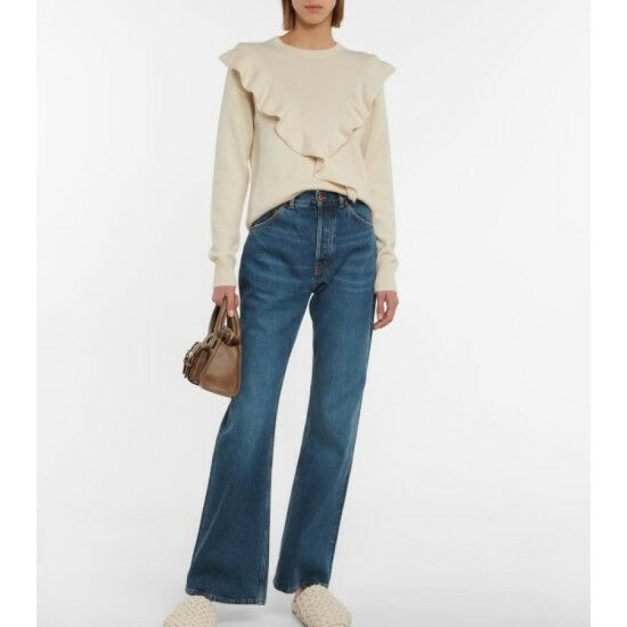 * Chloe Ruffle-Trimmed Cashmere Sweater Knitwear