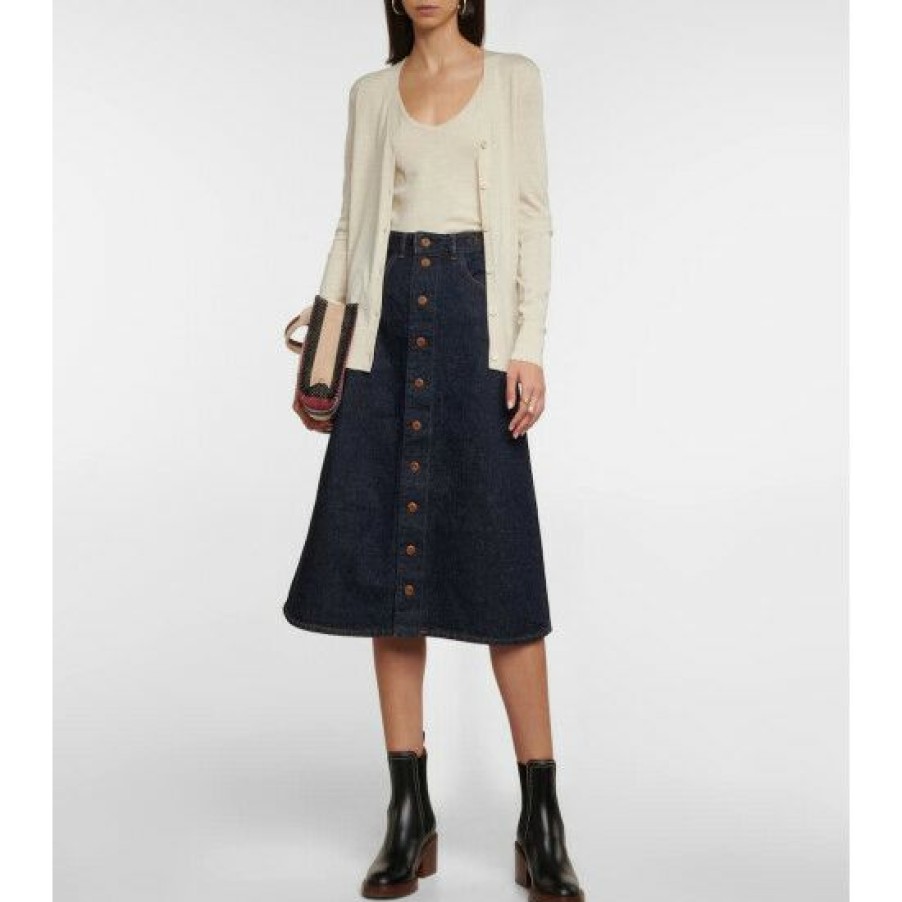 * Chloe Denim Midi Skirt Skirts