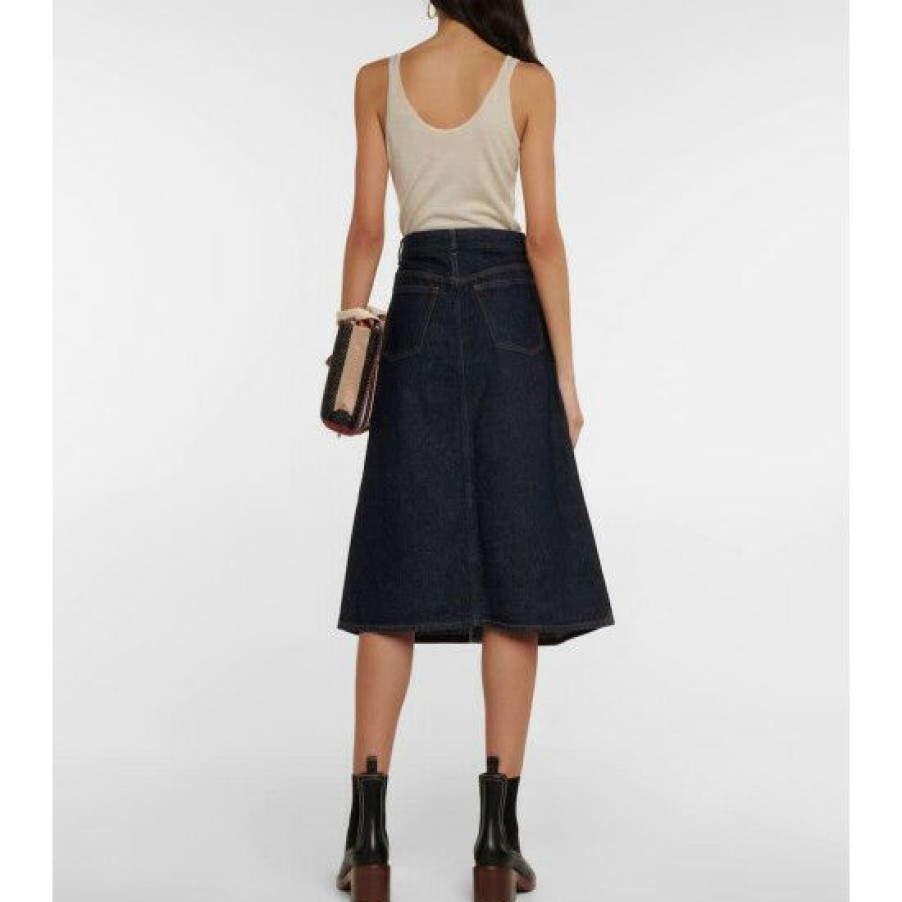 * Chloe Denim Midi Skirt Skirts