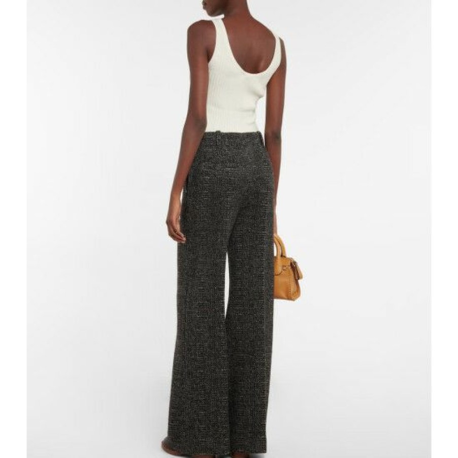 * Chloe Tweed Wool-Blend Wide-Leg Pants Pants