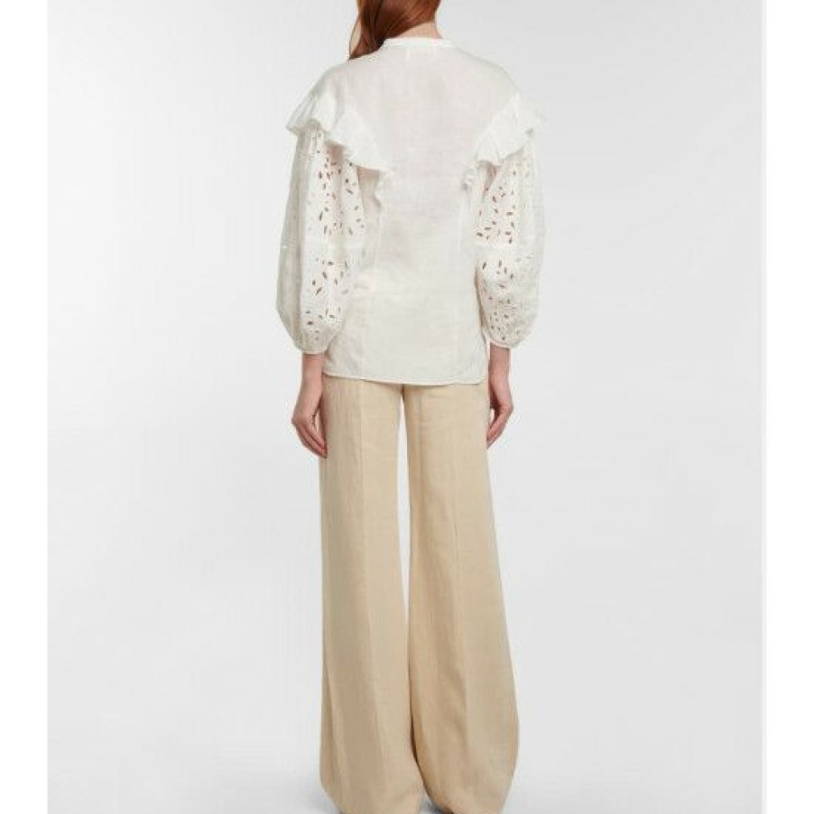 * Chloe Ruffled Broderie Anglaise Blouse Tops