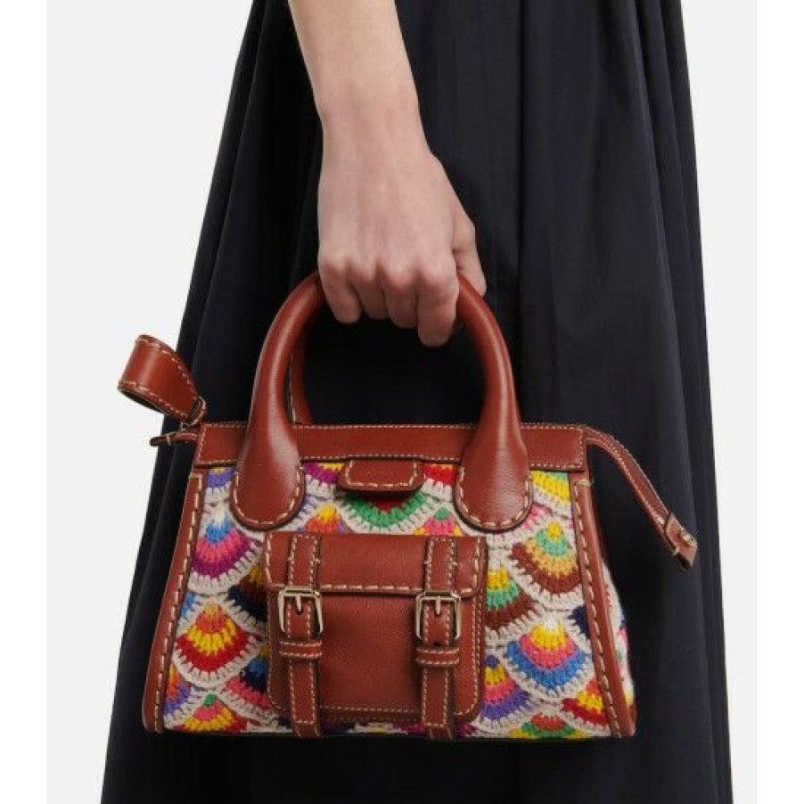 * Chloe Edith Mini Crochet And Leather Tote Tote Bags