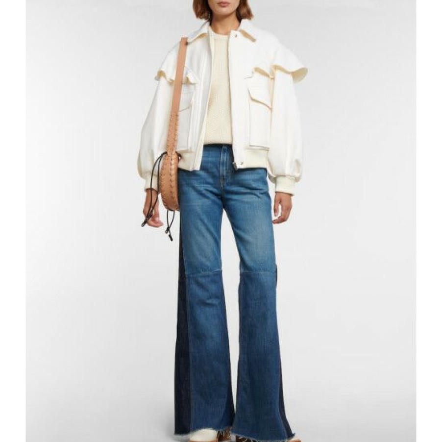 * Chloe Ruffle-Trimmed Wool Bomber Jacket Jackets